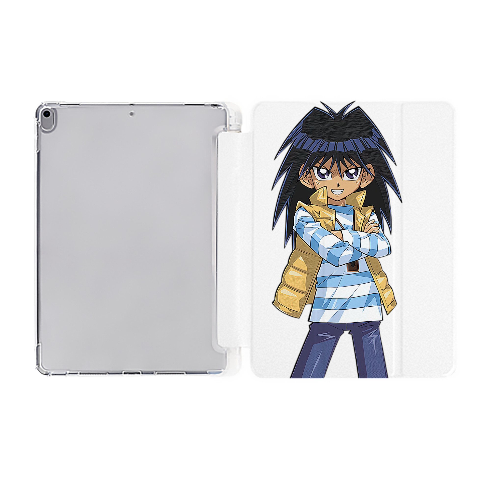 （画像用） 遊☆戯☆王 Yu-Gi-Oh! IPad ケース ペン収納付き 三つ折りスタンド PUレザー×シリコン 対応機種9.5/10.5/10.9インチ